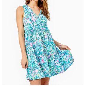 Lilly Pulitzer Lorina Swing Dress Blue Ibiza Cabanal Size Medium